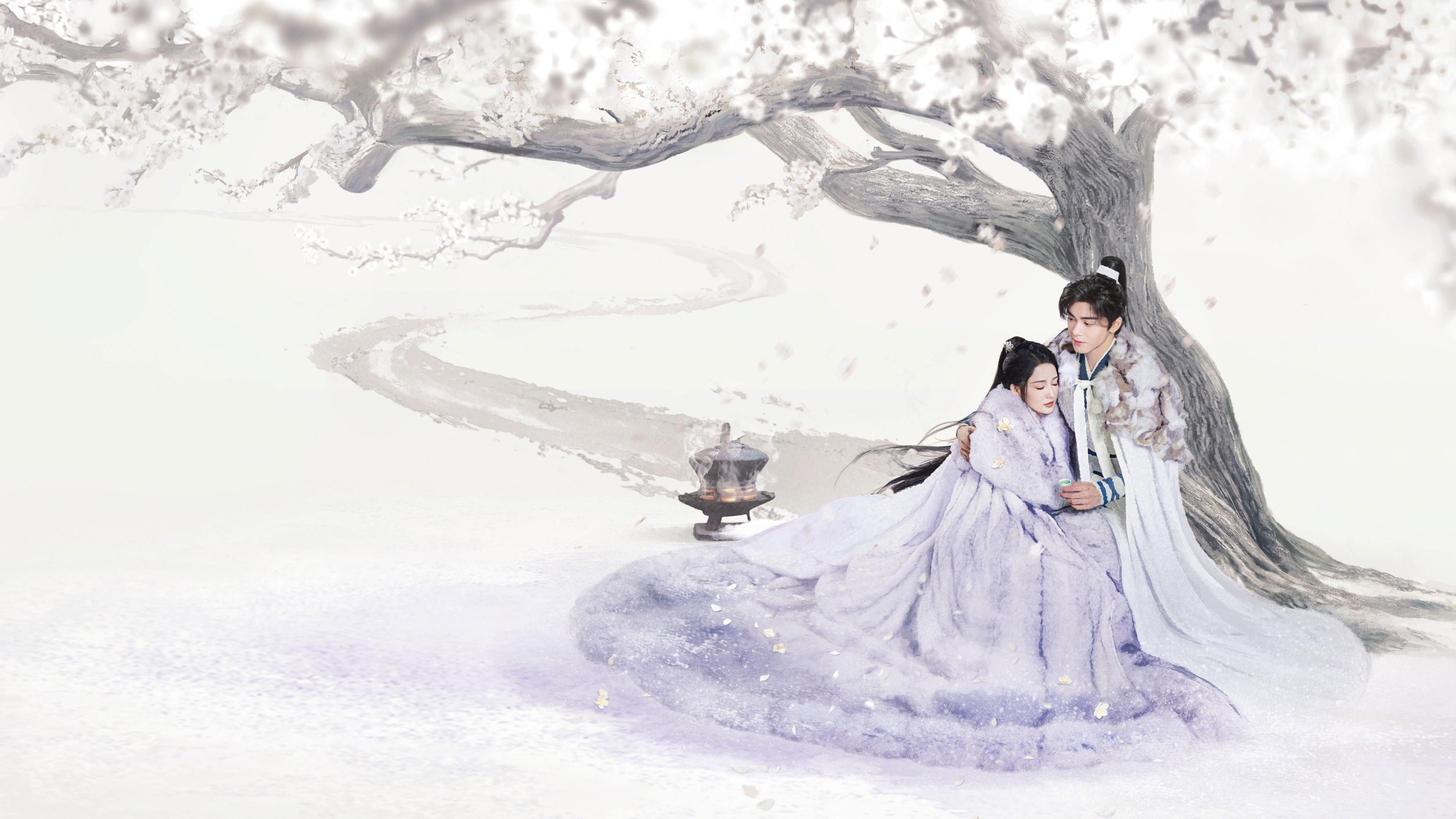 Snowy Night Timeless Love Background